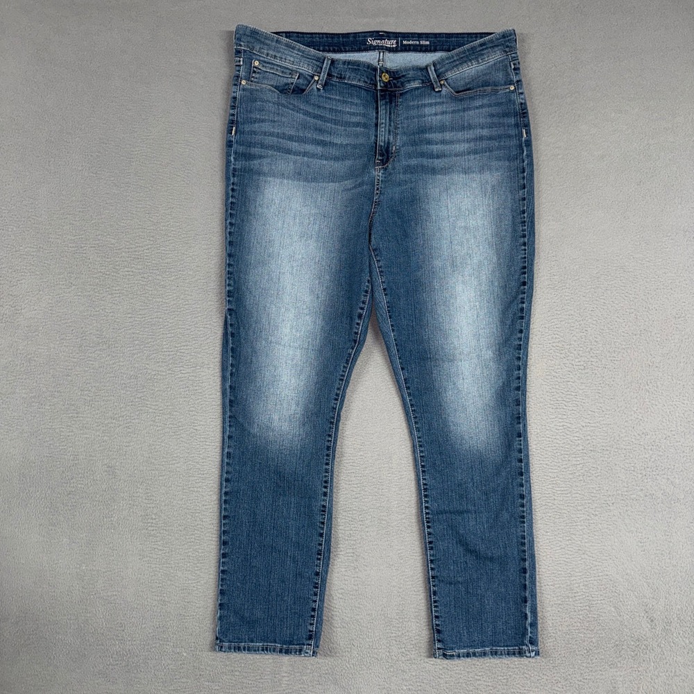 Signature Levi Jeans Womens 20 Short Blue Modern Slim Straight Stretch Denim
